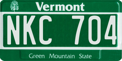 VT license plate NKC704