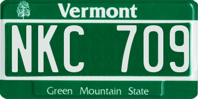 VT license plate NKC709