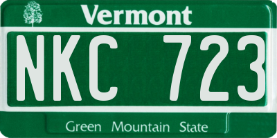 VT license plate NKC723