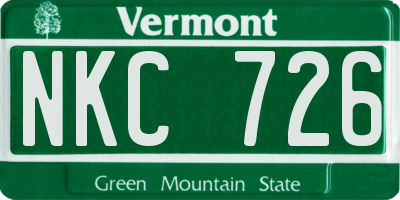 VT license plate NKC726