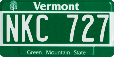 VT license plate NKC727