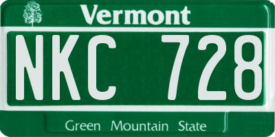VT license plate NKC728