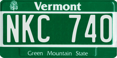 VT license plate NKC740