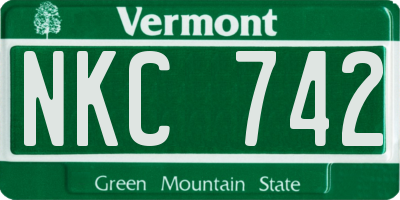 VT license plate NKC742