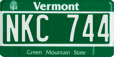 VT license plate NKC744