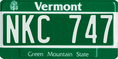 VT license plate NKC747