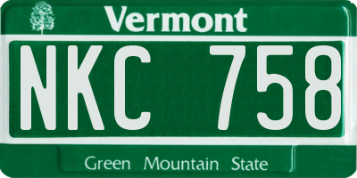 VT license plate NKC758