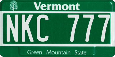 VT license plate NKC777