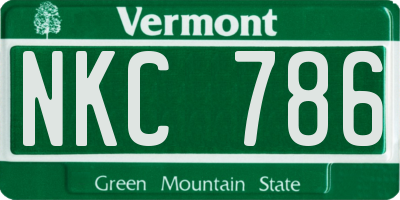 VT license plate NKC786