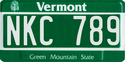 VT license plate NKC789