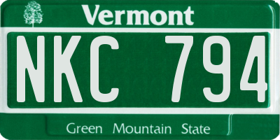 VT license plate NKC794