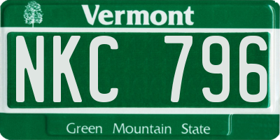 VT license plate NKC796