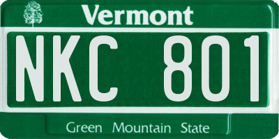 VT license plate NKC801