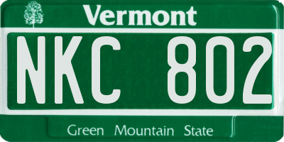 VT license plate NKC802