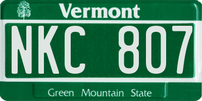 VT license plate NKC807