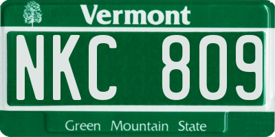 VT license plate NKC809