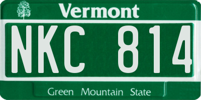 VT license plate NKC814