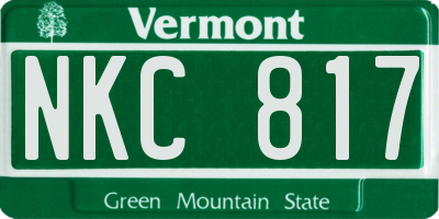 VT license plate NKC817