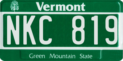 VT license plate NKC819
