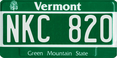 VT license plate NKC820
