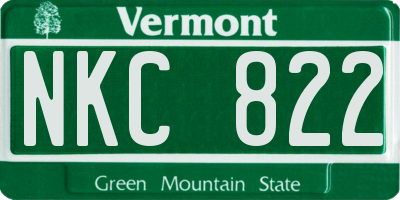 VT license plate NKC822
