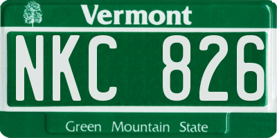 VT license plate NKC826