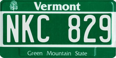 VT license plate NKC829