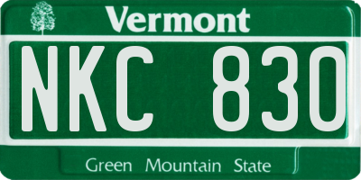 VT license plate NKC830