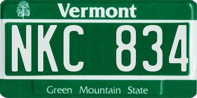 VT license plate NKC834