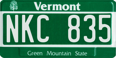 VT license plate NKC835