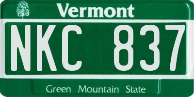 VT license plate NKC837