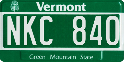VT license plate NKC840