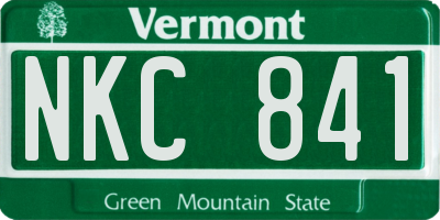 VT license plate NKC841