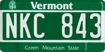 VT license plate NKC843