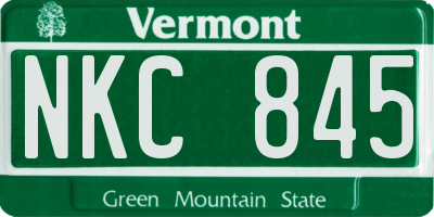 VT license plate NKC845