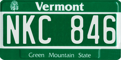 VT license plate NKC846