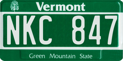 VT license plate NKC847