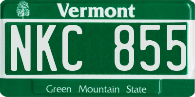 VT license plate NKC855