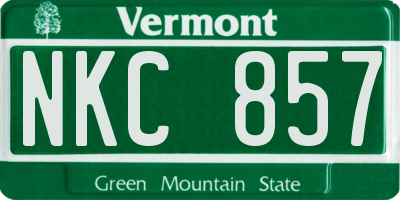VT license plate NKC857
