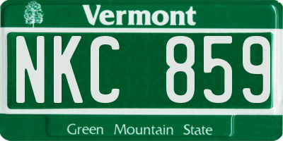 VT license plate NKC859