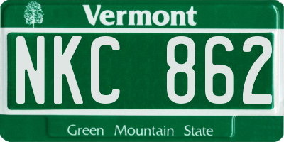 VT license plate NKC862