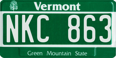 VT license plate NKC863