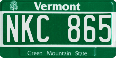 VT license plate NKC865