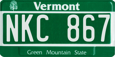 VT license plate NKC867
