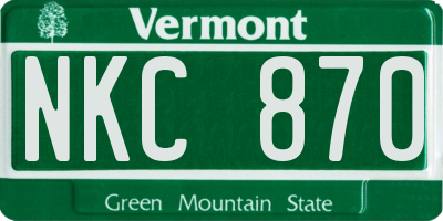 VT license plate NKC870
