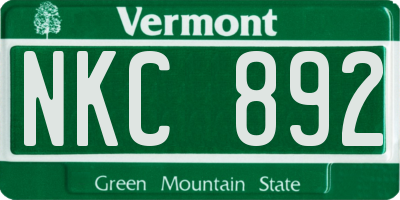 VT license plate NKC892
