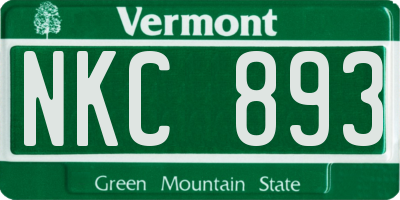 VT license plate NKC893