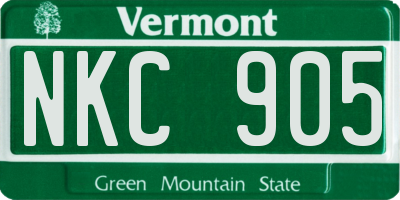 VT license plate NKC905