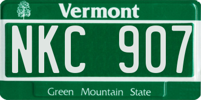 VT license plate NKC907