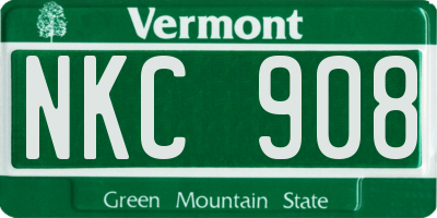 VT license plate NKC908